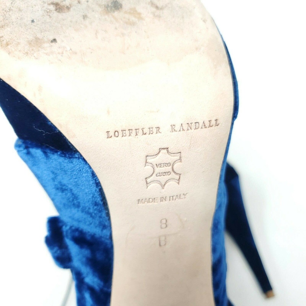 Loeffler Randall Womens Heels Natane Blue Velvet Strappy Gladiator Sandal Sz 8 - Picture 8 of 9